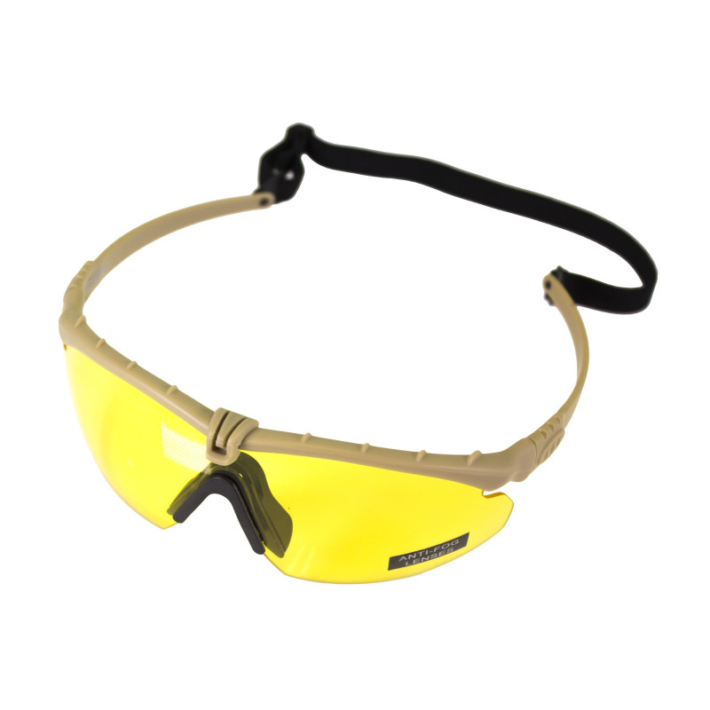 NUPROL Safety Glasses BATTLE PRO'S (with Insert), Yellow Lens - Tan
