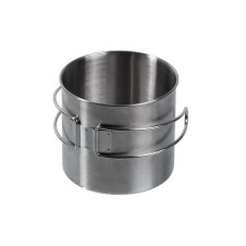 MIL-TEC Stainless Steel Mug with Folding Handle, 600 ml - Silver