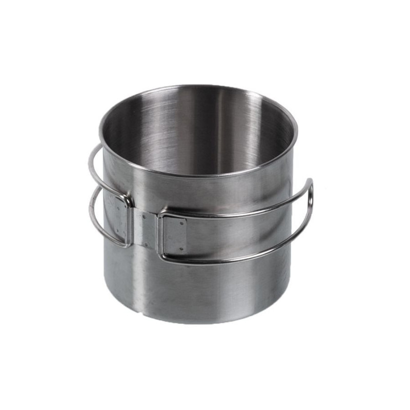 MIL-TEC Stainless Steel Mug with Folding Handle, 600 ml - Silver