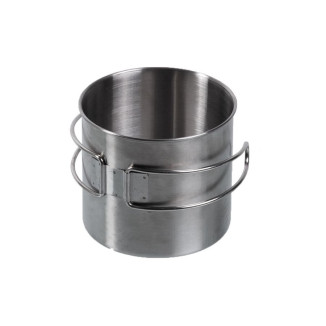 MIL-TEC Stainless Steel Mug with Folding Handle, 600 ml - Silver